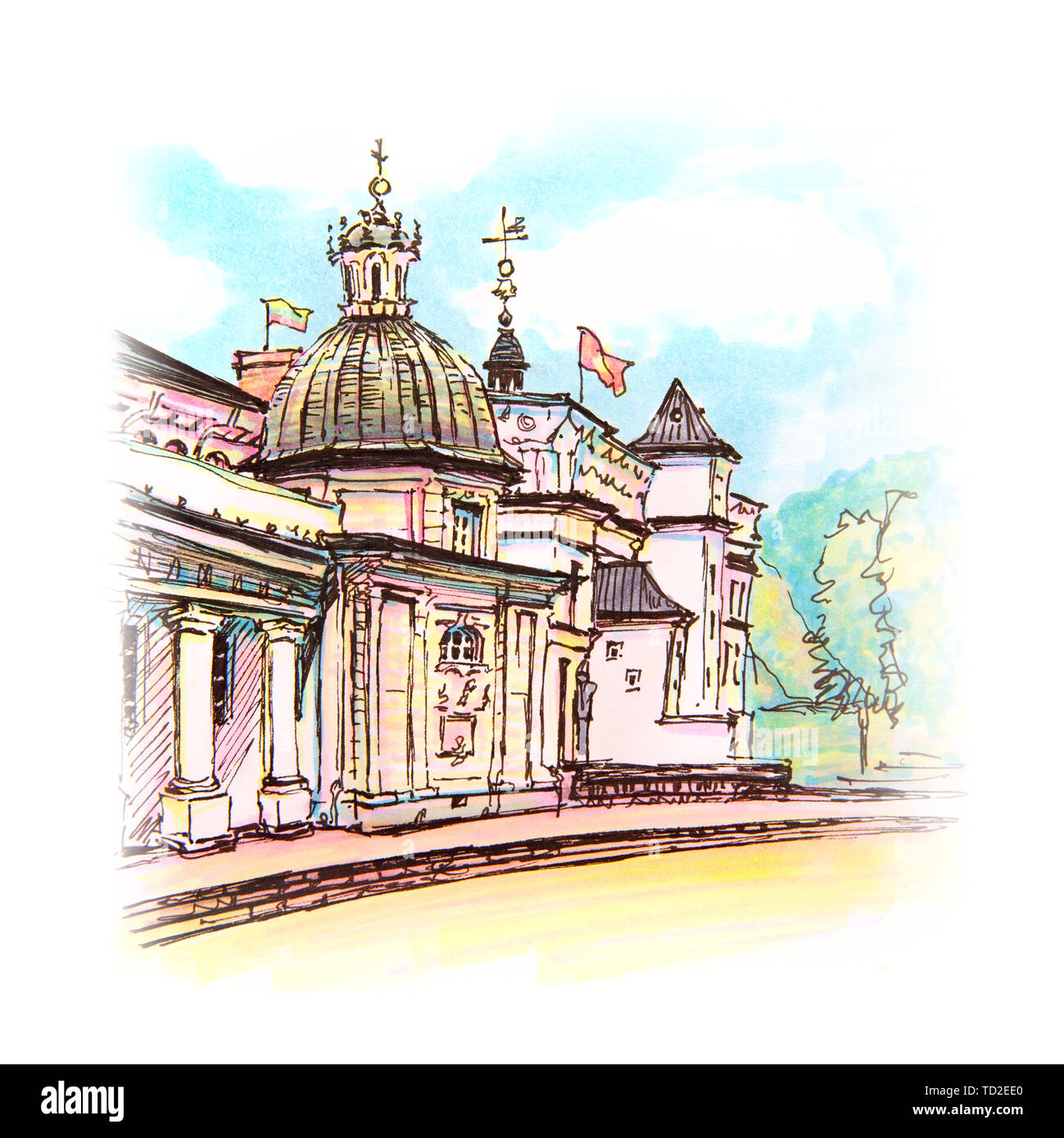 Place de la cathédrale à Vilnius, Lituanie Banque D'Images