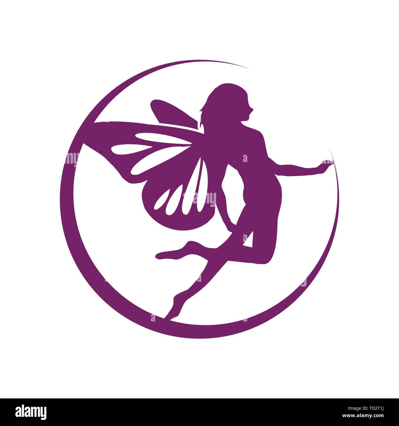Croissant de lune Flying Fairy Vector Illustration graphique modèle de conception de logo symbole Illustration de Vecteur