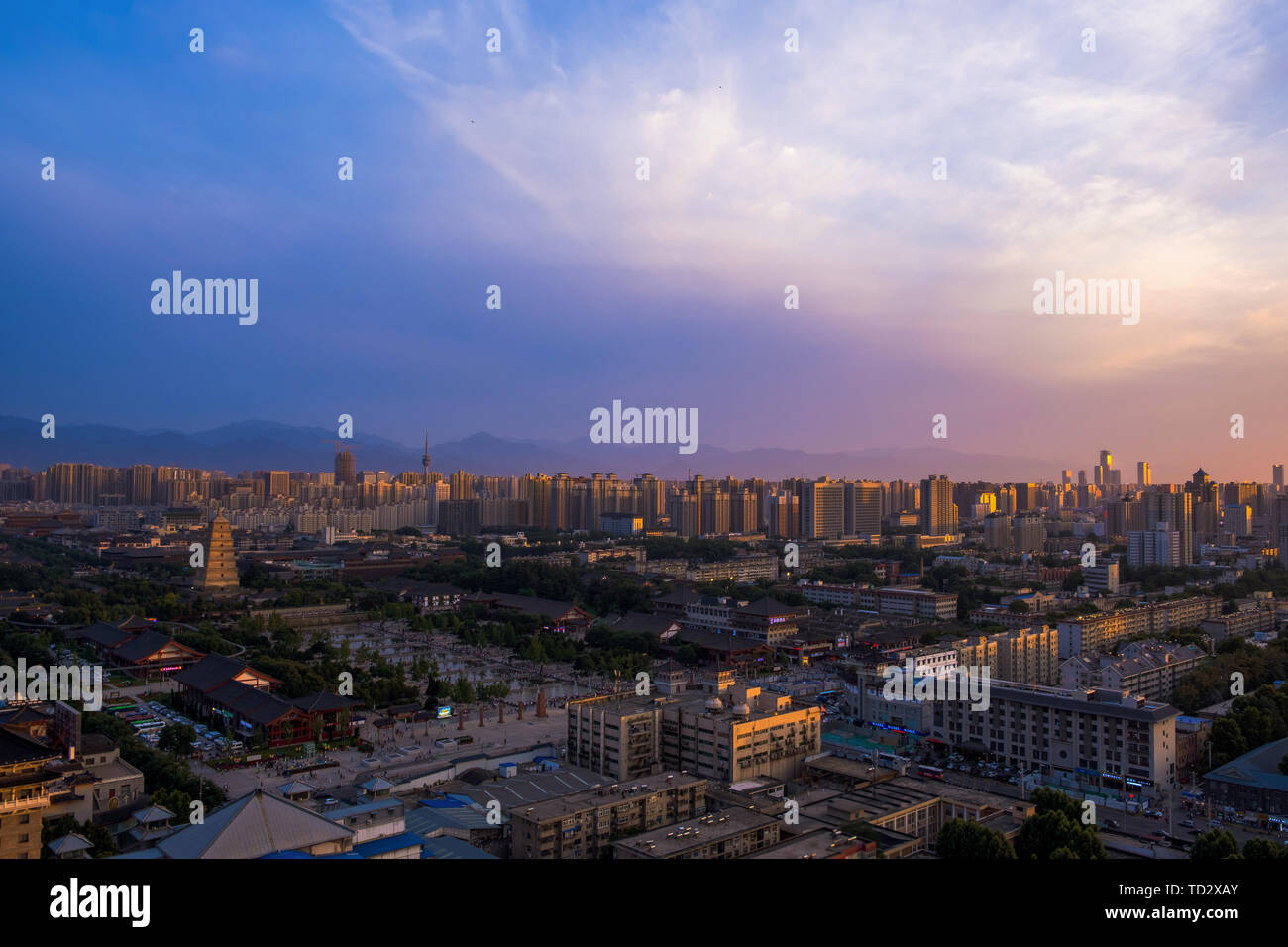 Xi'an 2018 Année Plus La Chine, la Grande Pagode de l'Oie Sauvage, Datang nuit City, New Chinatown Banque D'Images