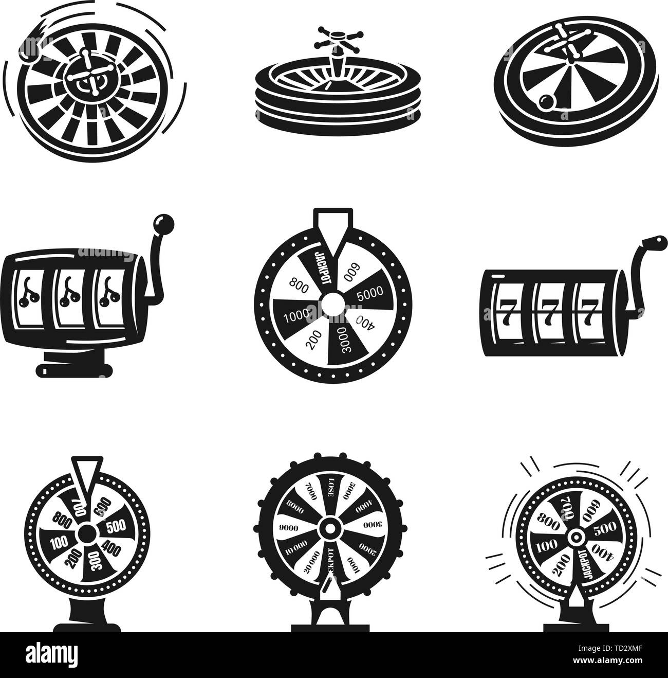 Icônes de la roulette jeu. Simple jeu d'icônes vectorielles de roulette pour la conception web sur fond blanc Illustration de Vecteur