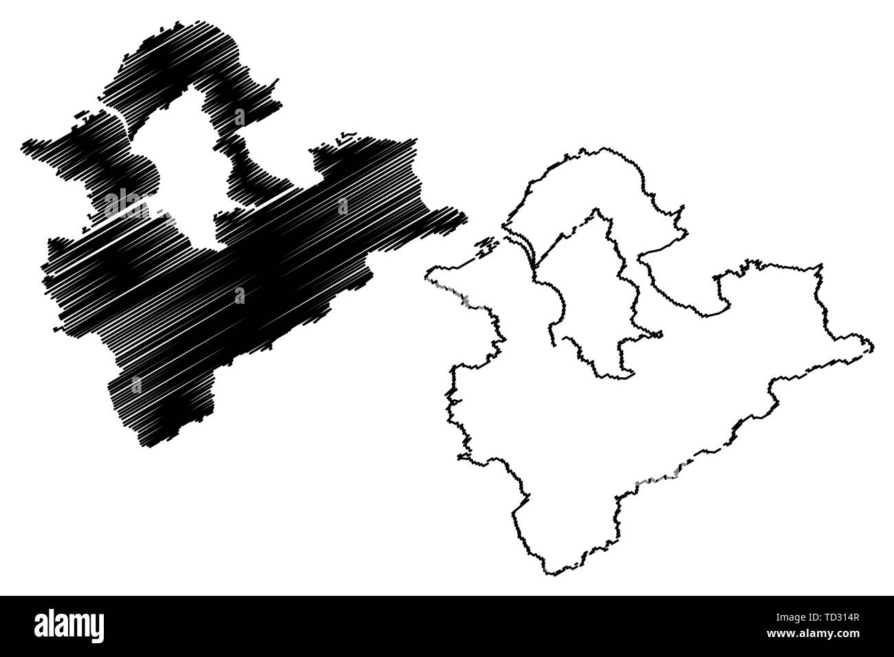 New Taipei City (divisions administratives de Taiwan, République de Chine, ROC, municipalités spéciales) map vector illustration gribouillage, croquis C Taipei Illustration de Vecteur