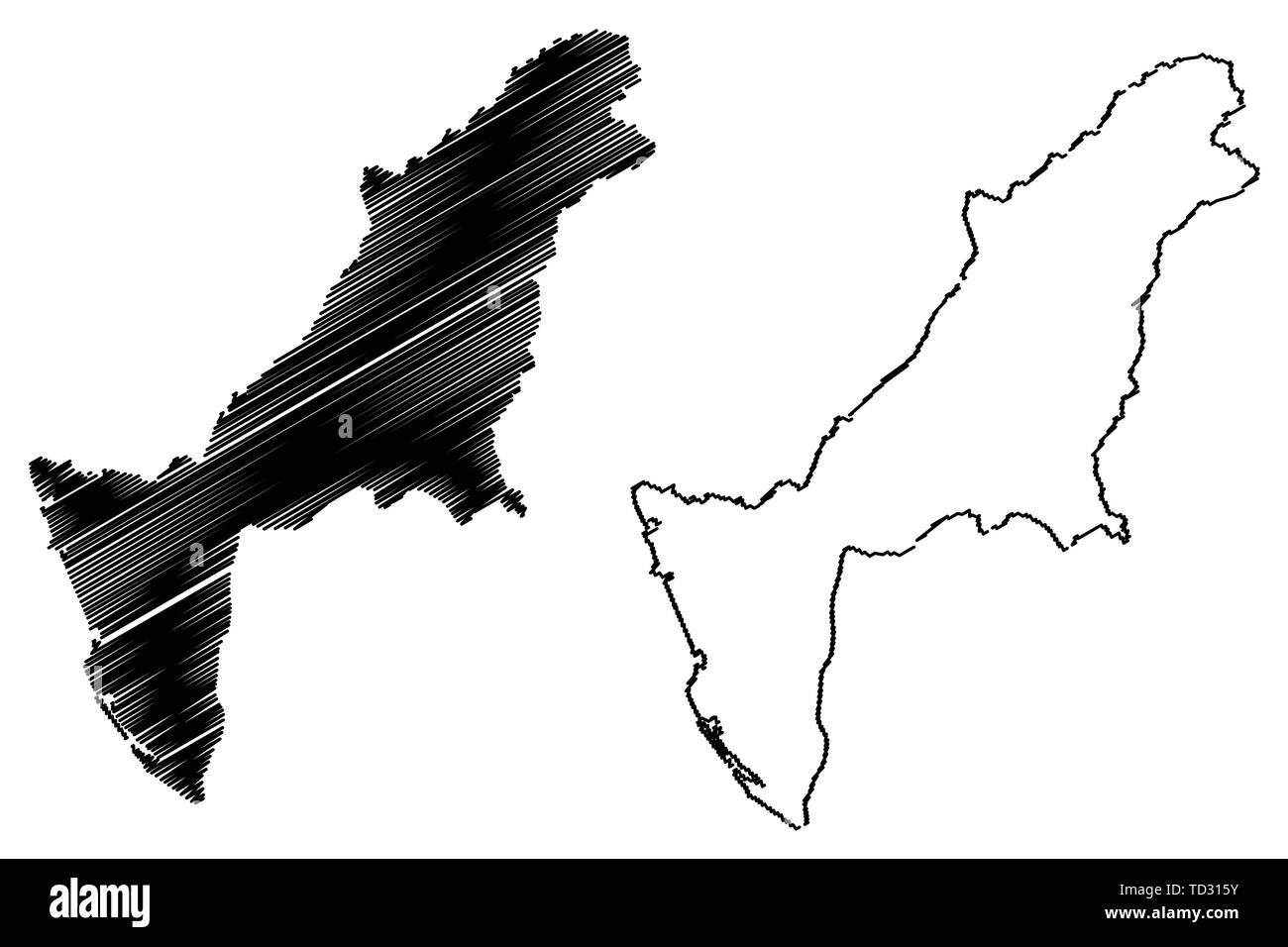 La ville de Kaohsiung (divisions administratives de Taiwan, République de Chine, ROC, municipalités spéciales) map vector illustration gribouillage, croquis Kaohsiung Illustration de Vecteur