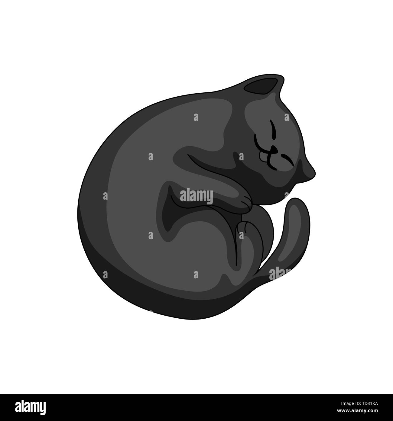 Illustration stylisée de cartoon chat noir. Illustration de Vecteur