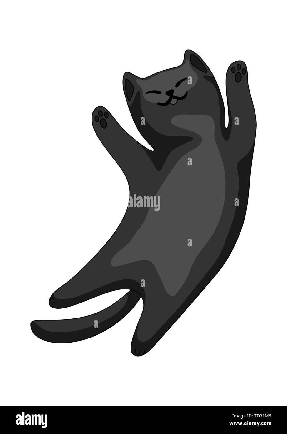 Illustration stylisée de cartoon chat noir. Illustration de Vecteur