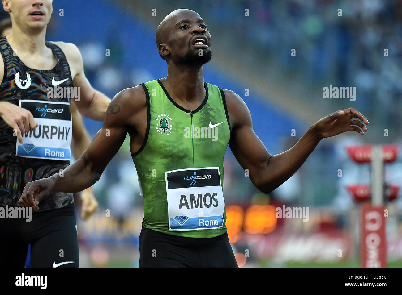 Nijel Amos du Botswana réagit à la fin de la Men's 800 m à l'IAAF Diamond League Golden Gala Roma 06-06-2019 Stadio Olimpico, Salles Atletica Banque D'Images