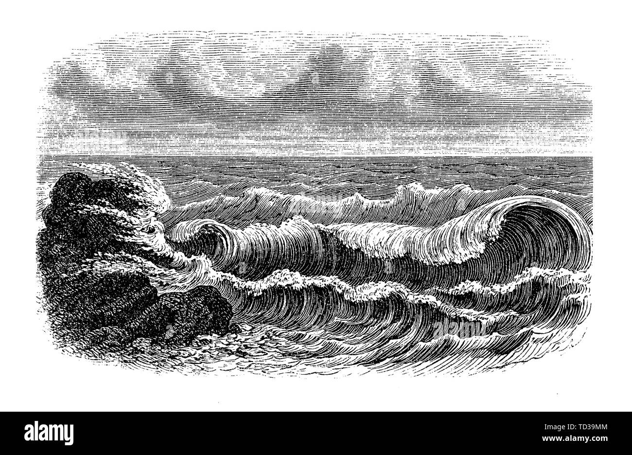 Chapitre décoration ou label : mer élégant doucement clapotis des vagues sur le rivage Banque D'Images