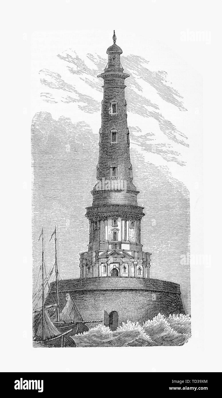 Phare de Cordouan est le plus ancien phare de France, construite dans le style Renaissance sur l'estuaire de la Gironde en 1611 Banque D'Images