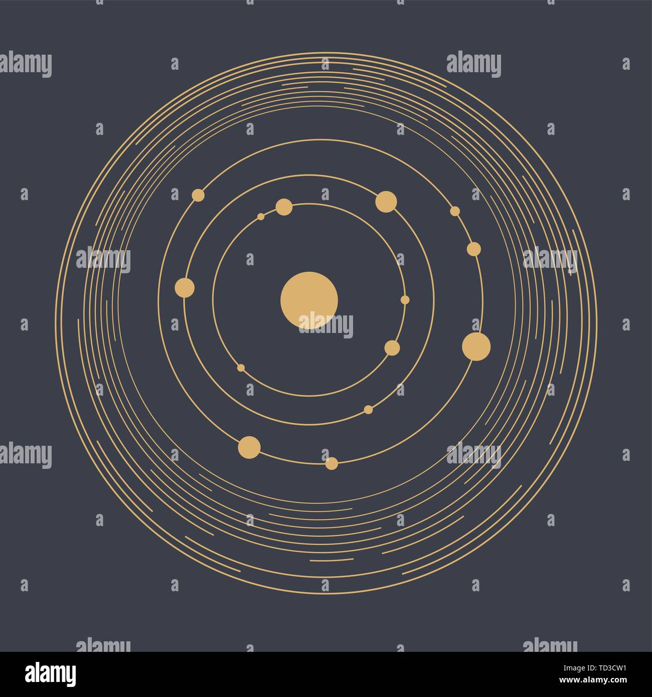Abstract concept créatif modèle de mise en page. Résumé du système solaire. Les cercles et les nœuds. Concept de connexion. Lignes en forme de cercle. Couvrir, carte, flyer. Illustration de Vecteur