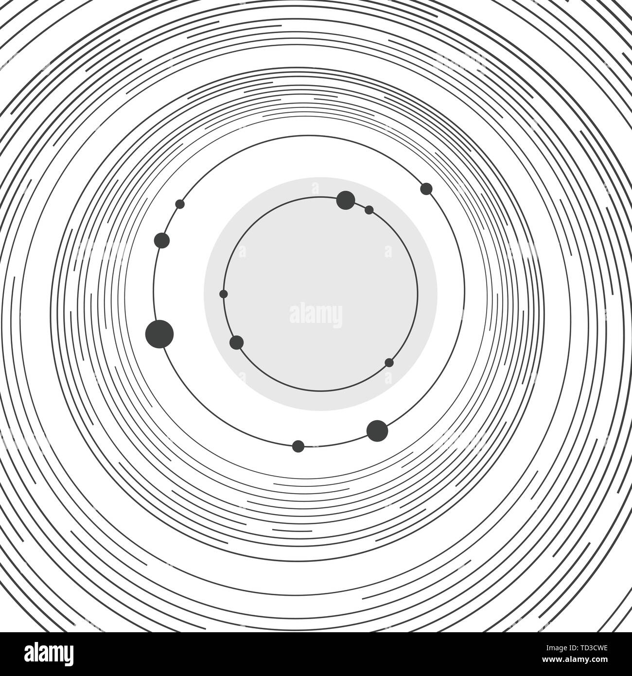 Abstract concept créatif modèle de mise en page. Résumé du système solaire. Les cercles et les nœuds. Lignes en forme de cercle. L'espace pour le texte. Couvrir, carte, flyer, affiche. Illustration de Vecteur