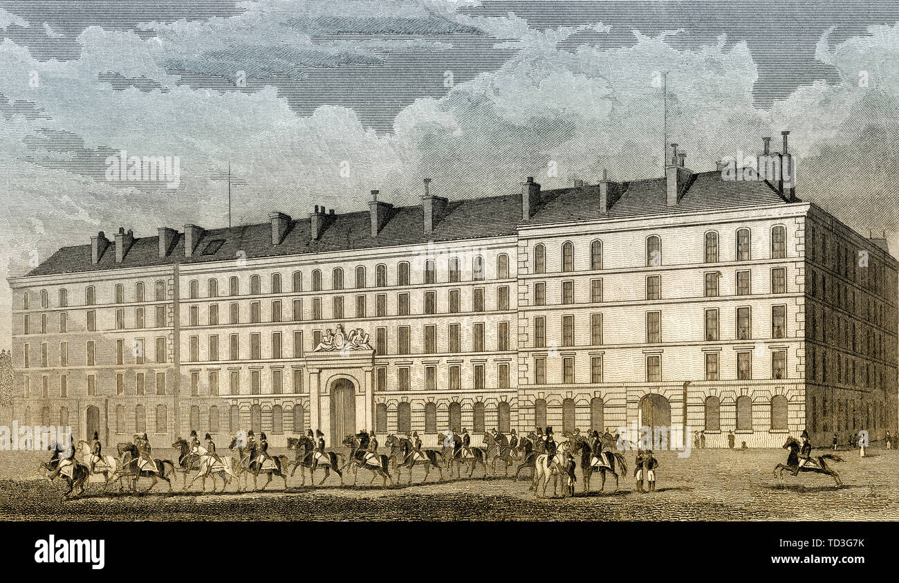 L'hôtel du garde du corps, Paris, meubles anciens, 1831 impression gravée en acier Banque D'Images