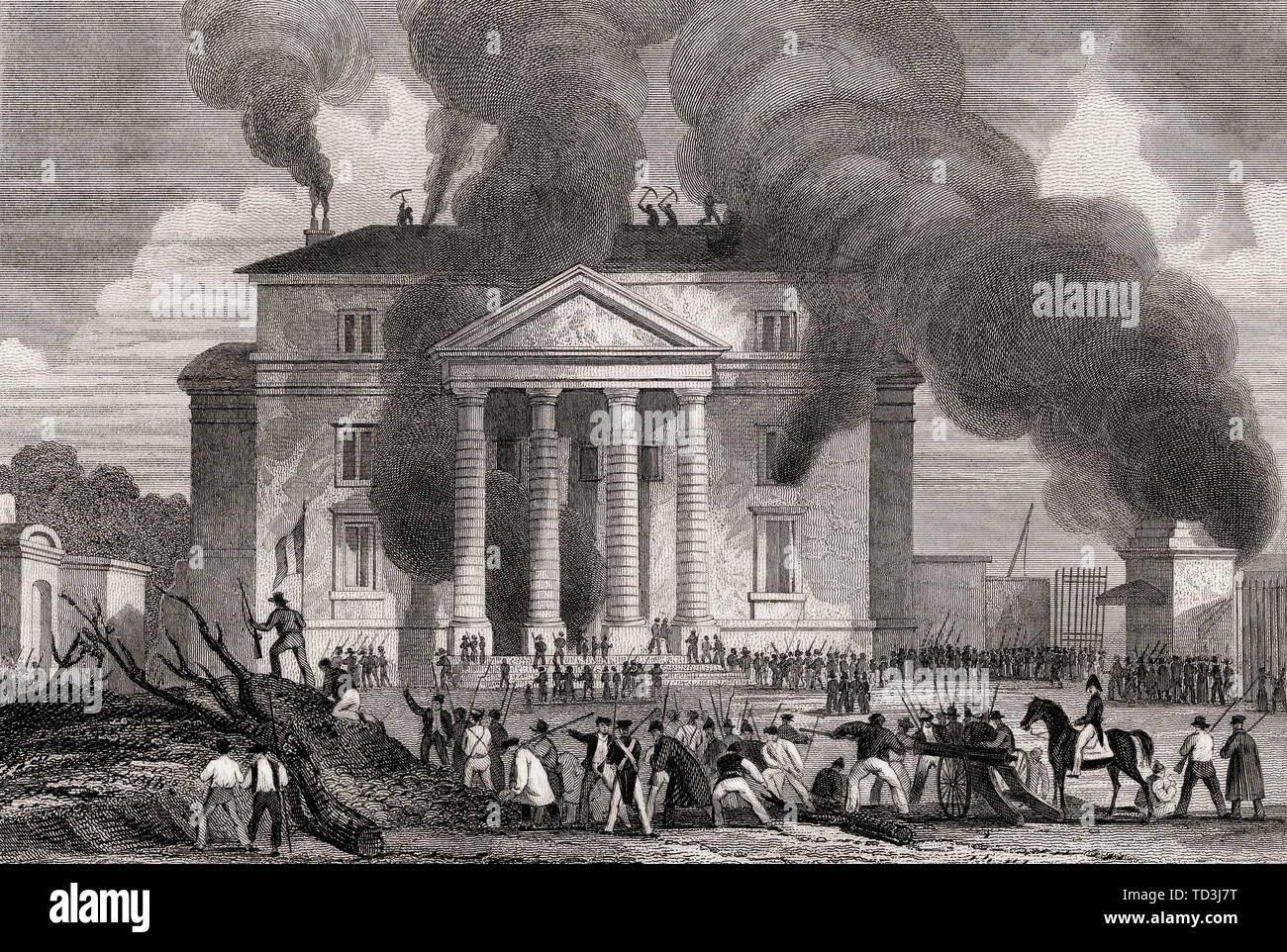 Barrière Saint-Denis, 1830, révolution de juillet, Paris, meubles anciens,  1831 impression gravée en acier Photo Stock - Alamy