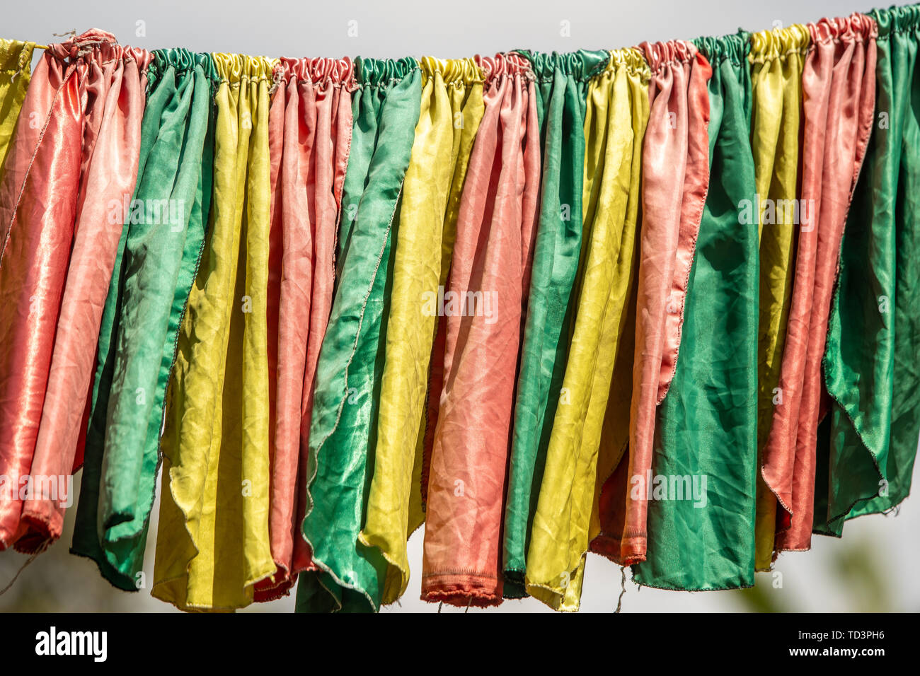 Une bannière affichant les couleurs nationales de l'Éthiopie, Addis-Abeba, Ethiopie Banque D'Images