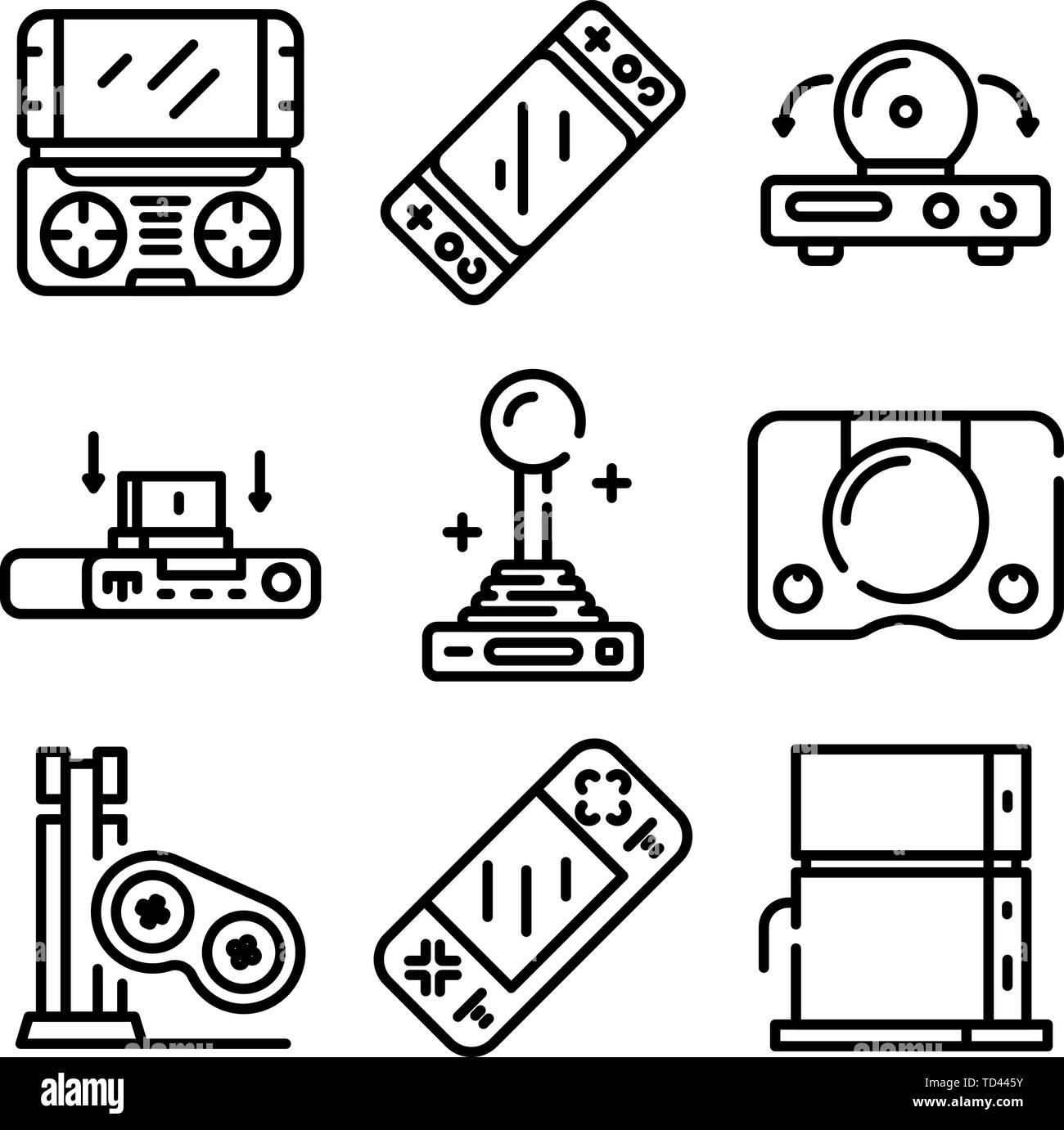 Icons set console style du contour, Illustration de Vecteur