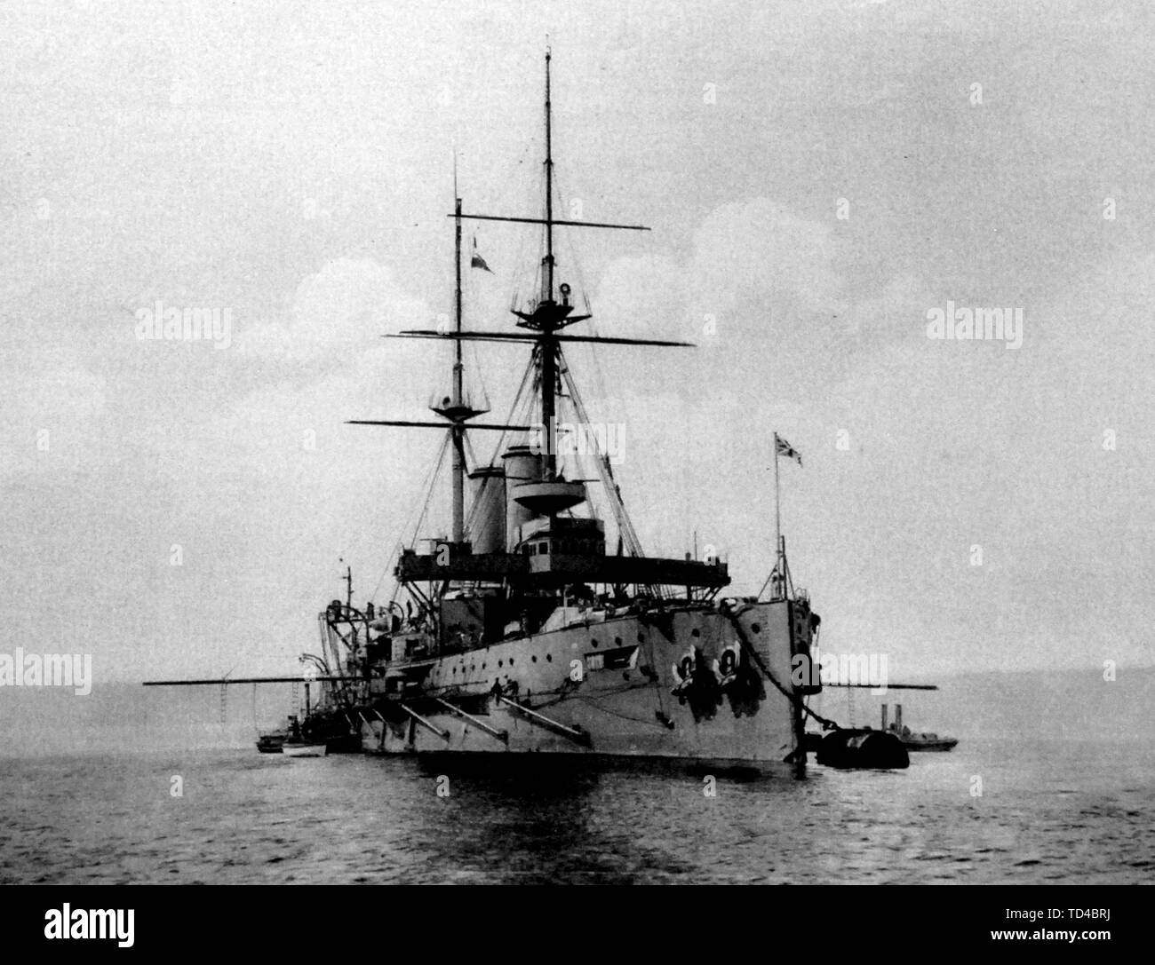 Le HMS Formidable, cuirassé de la Royal Navy, lancé en 1898. Torpillé et coulé, 1 janvier 1915 Banque D'Images
