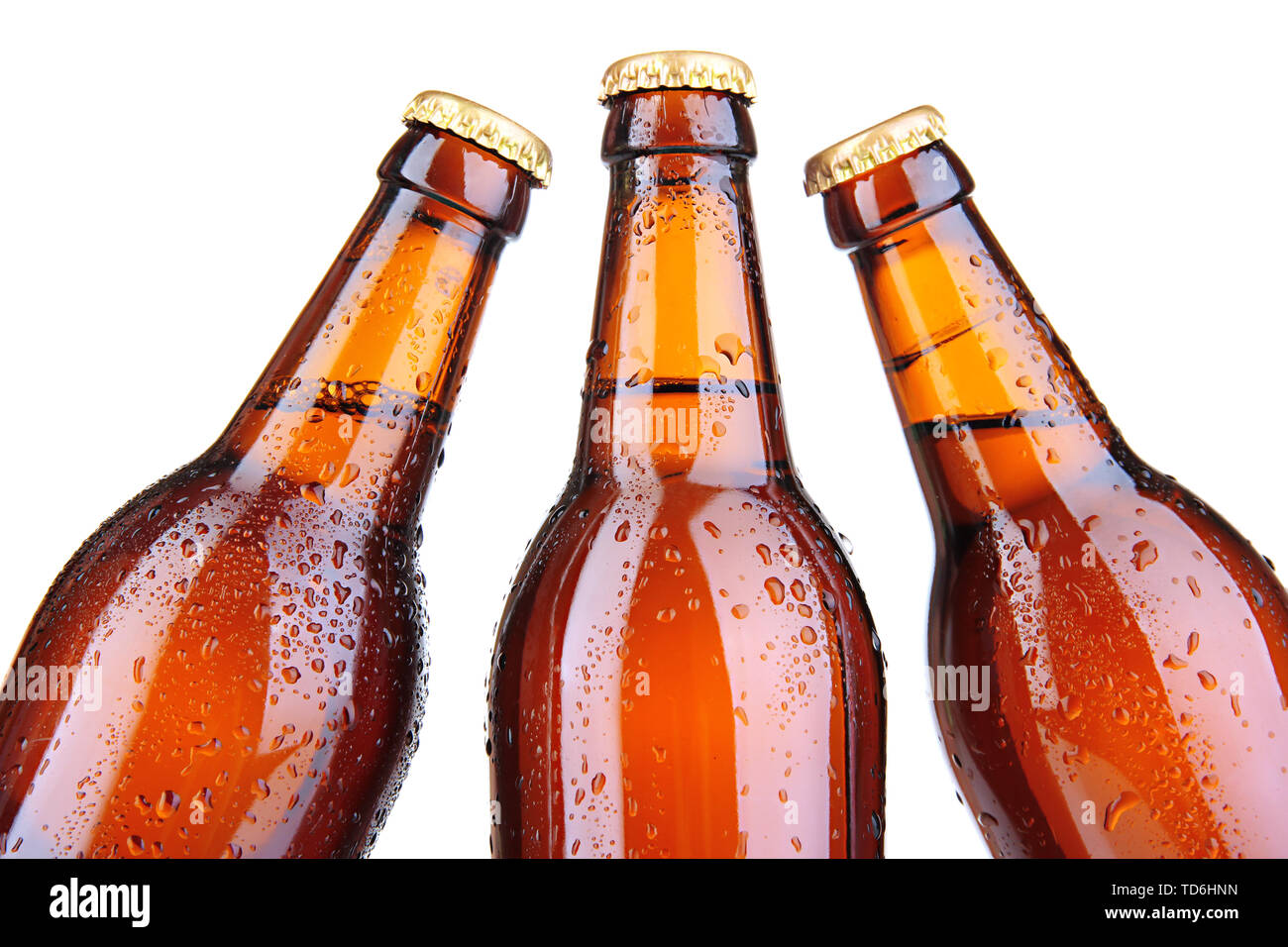 Les bouteilles de bière isolated on white Banque D'Images