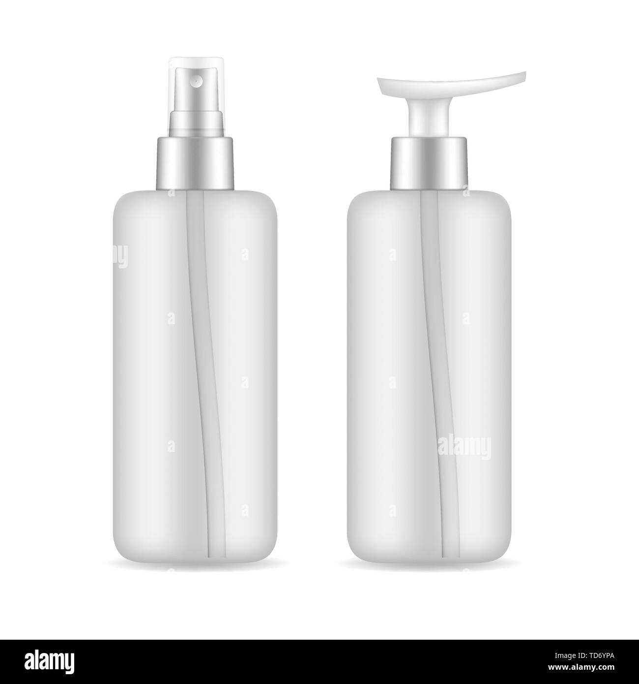Bouteilles colorées pour les cosmétiques. Vector set de formes différentes avec la réflexion sur fond blanc. Illustration de Vecteur