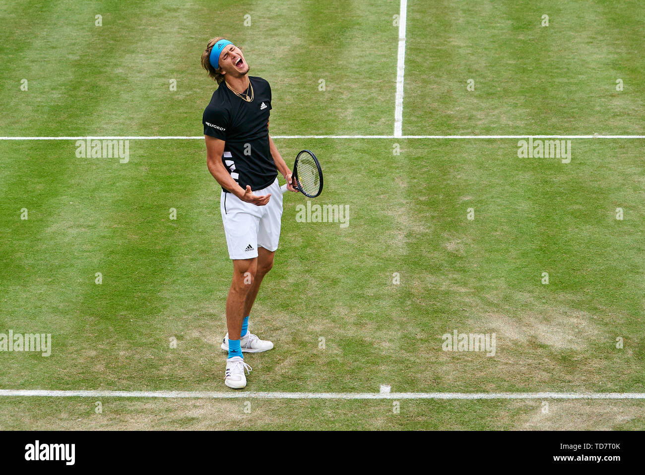 Stuttgart, Allemagne. 13 Juin, 2019. Alexander ZVEREV, GER en colère dans son match contre Dustin BROWN (GER) à l'ATP Tennis Open Mercedes sur l'herbe à Stuttgart , Juin 13, 2019. Crédit : Peter Schatz/Alamy Live News Banque D'Images