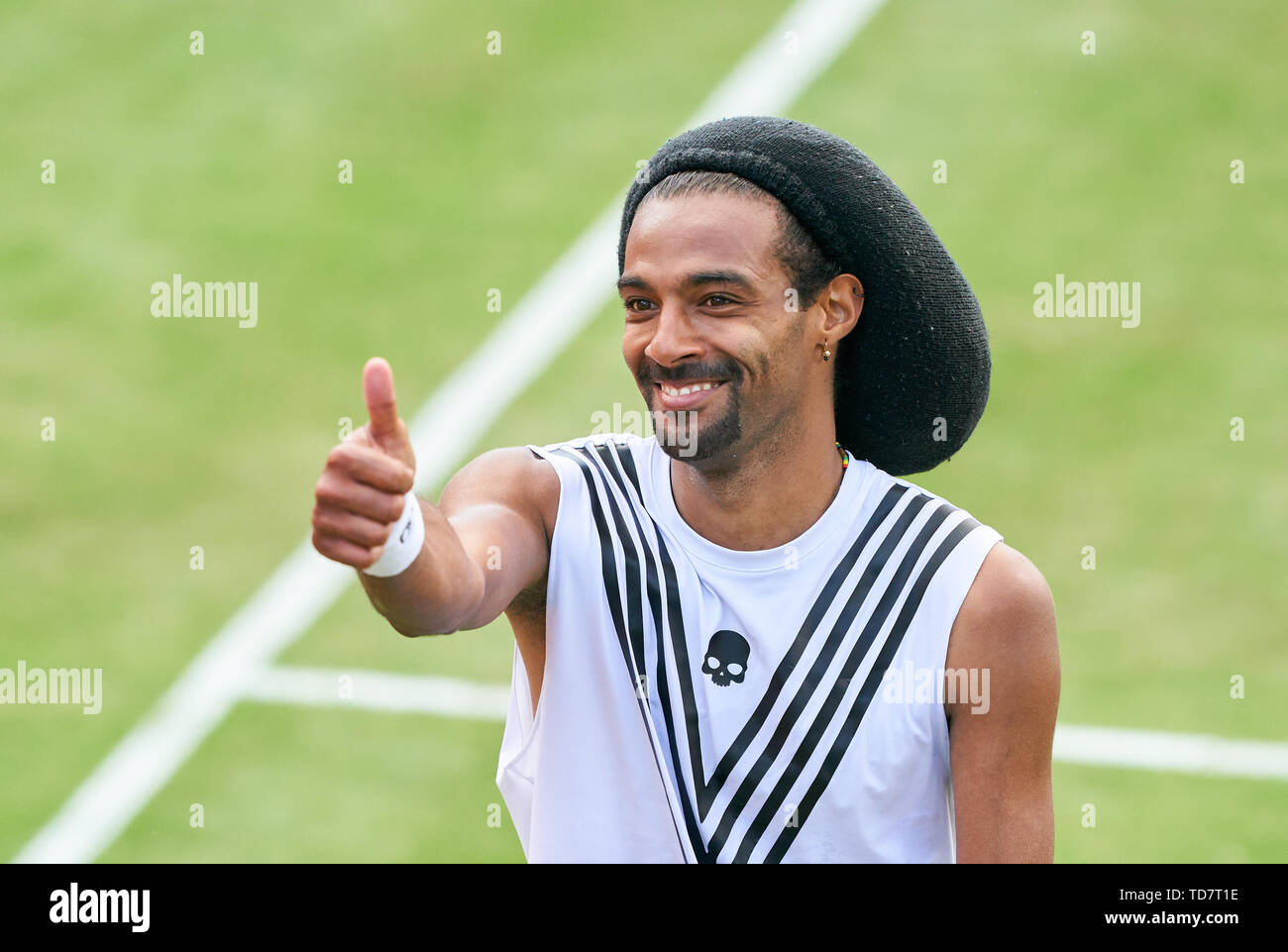 Stuttgart, Allemagne. 13 Juin, 2019. Dustin BROWN (GER) célébrer dans son match contre Alexander ZVEREV, GER à l'ATP Tennis Open Mercedes sur l'herbe à Stuttgart , Juin 13, 2019. Crédit : Peter Schatz/Alamy Live News Banque D'Images