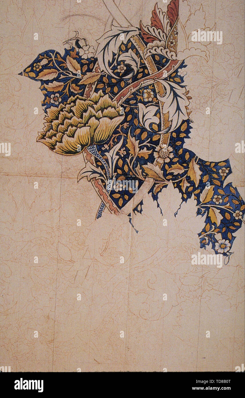 William Morris - Design Textile imprimé Windrush 1883 Banque D'Images