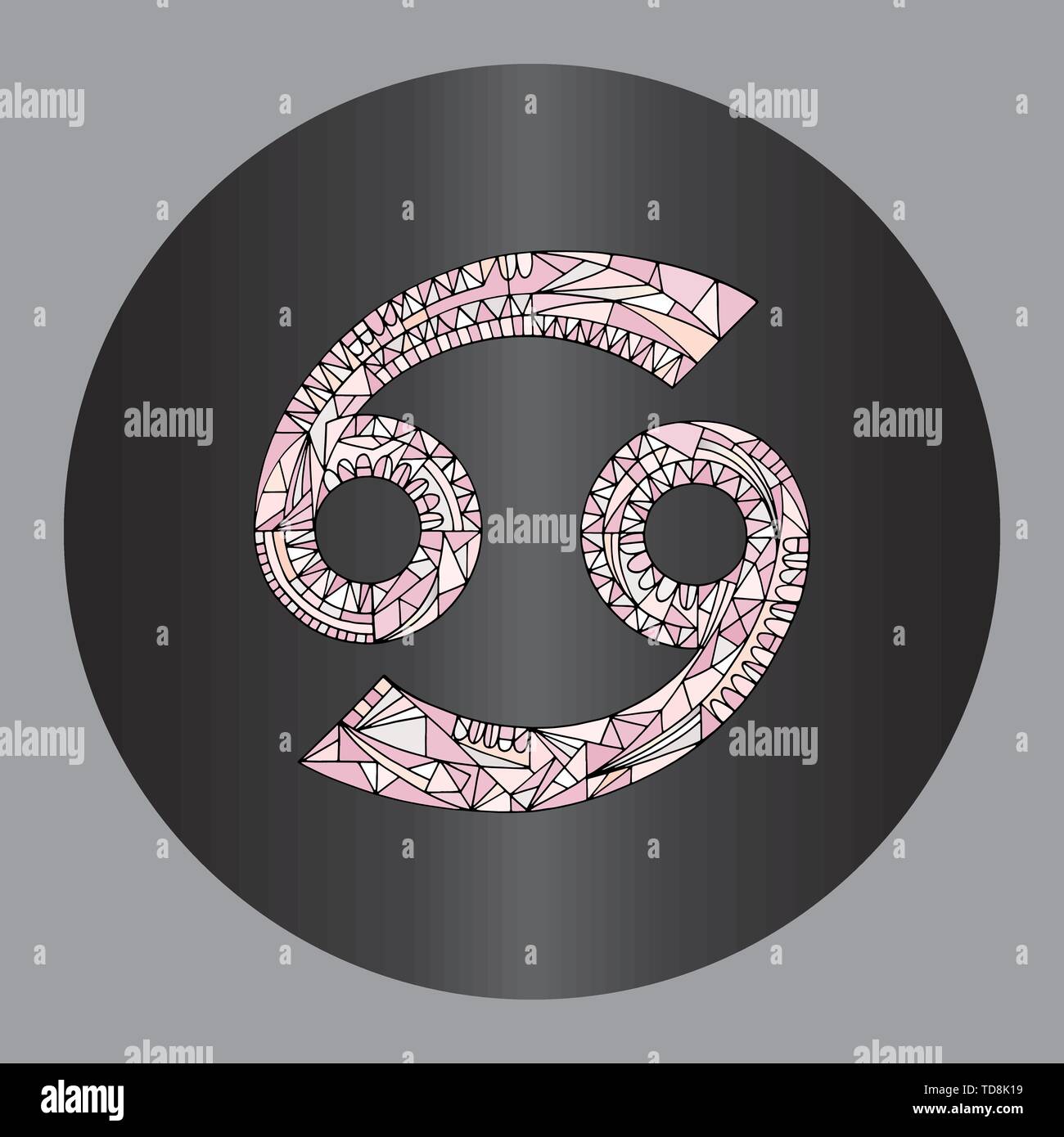 Signe astrologique Cancer design. Horoscope illustrations vectorielles. Dessiné à la main série espace astrologique. Symbole magique coloré géométrique dans un style moderne. Illustration de Vecteur