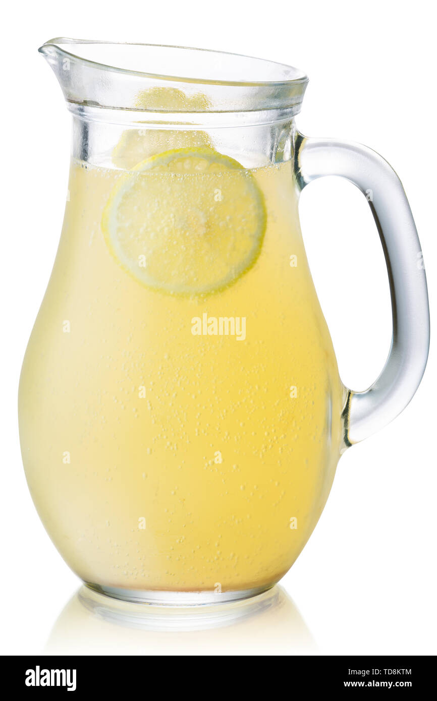 Pichet de limonade au citron, isolé de roue Banque D'Images