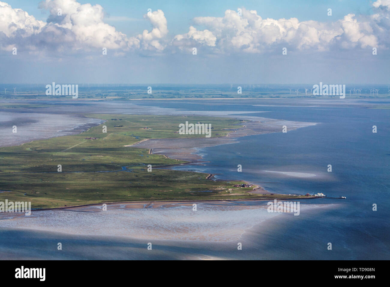 Hallig Langeness, Photo aérienne du Schleswig-Holstein mer des Wadden Parc  National en Allemagne Photo Stock - Alamy