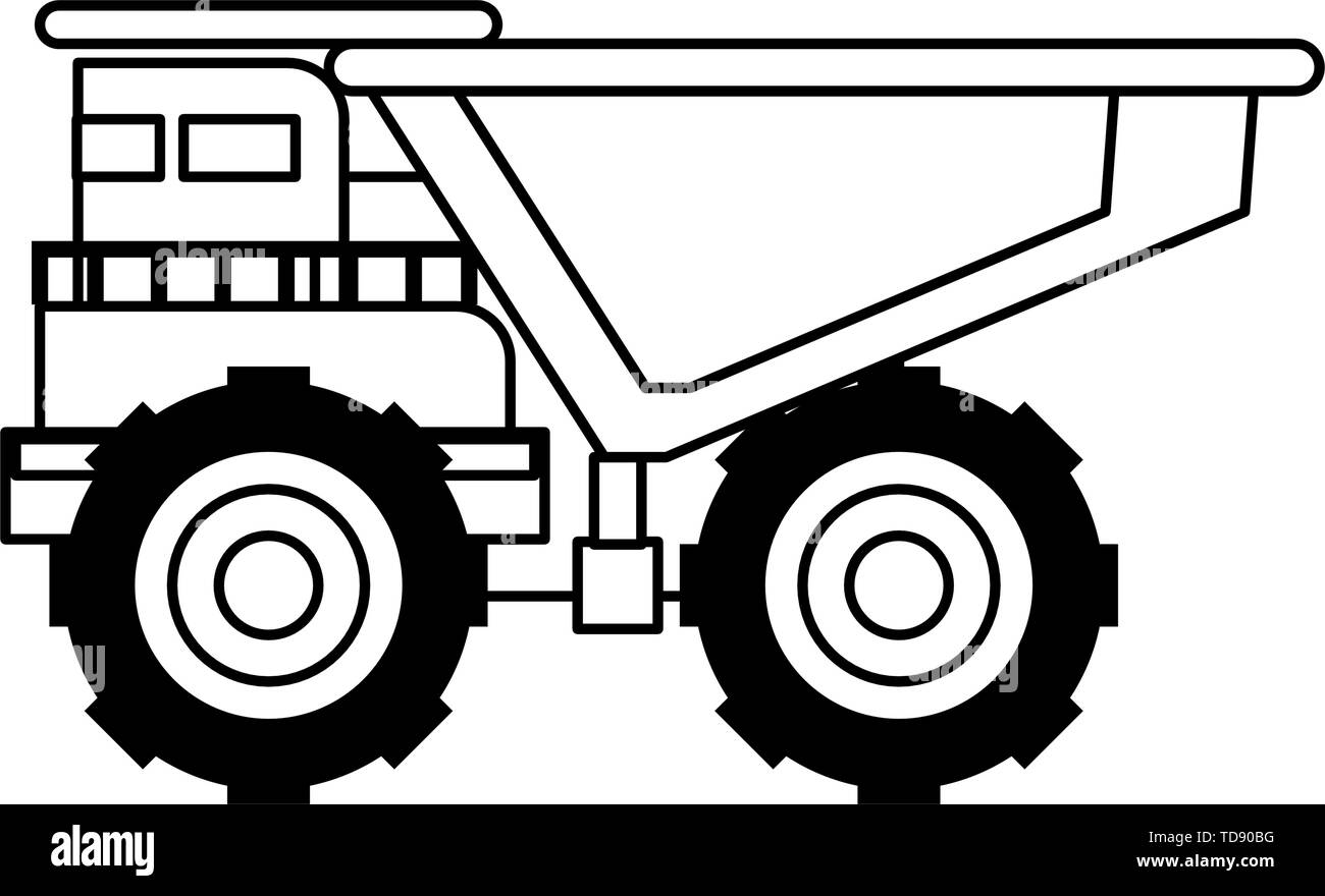 Machines véhicule minier weda isolées en noir et blanc Illustration de Vecteur