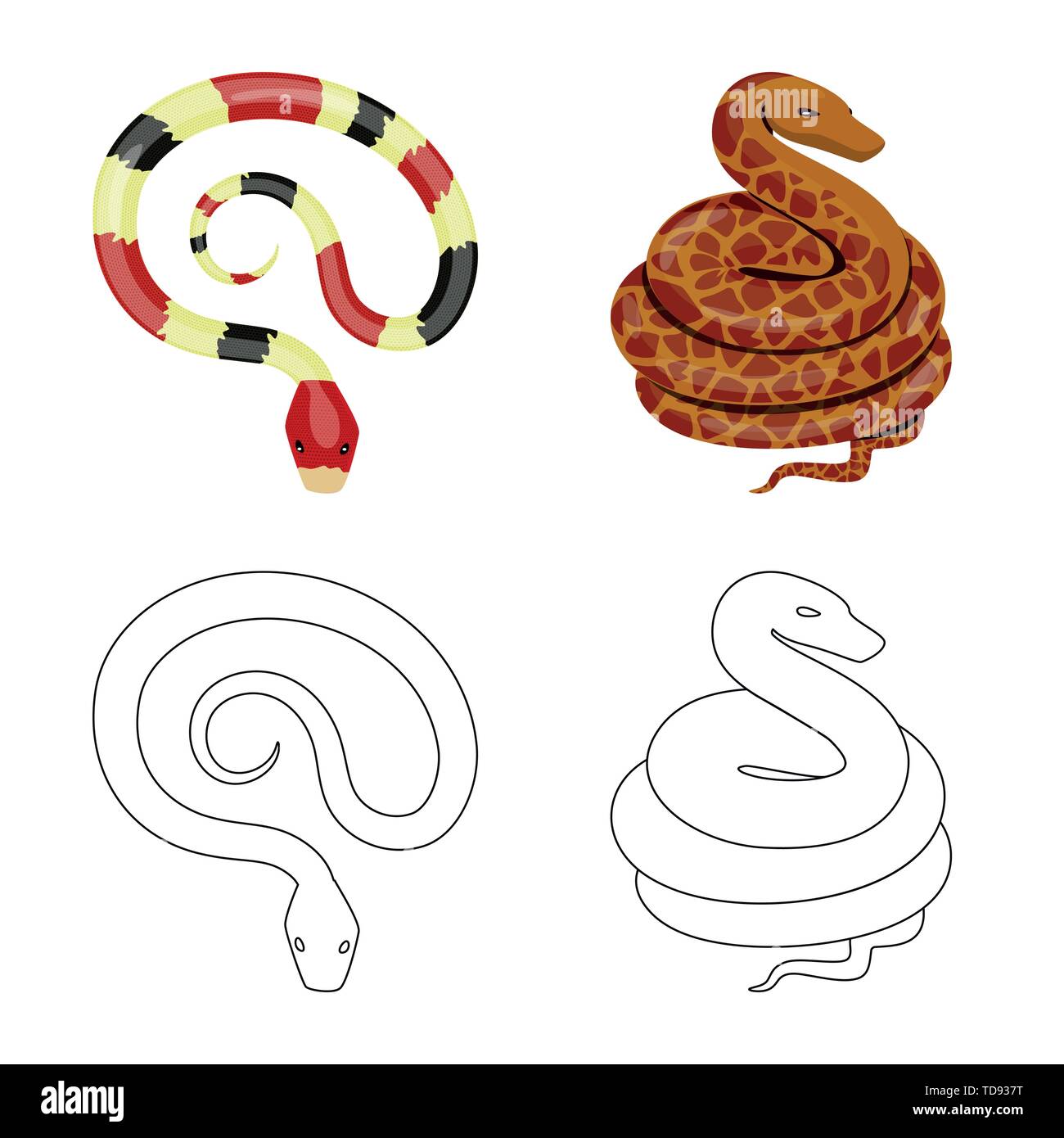 ,Serpent python,corail,rouge,animal,Black,blanc,vert,jungle,viper anaconda serpent,la queue,,royal,mammifère,nature,danger,médecine,poison,,le mal,mal,bouchée,peau,reptiles,set,icône,,illustration,collection,isolé,design,graphisme,élément,signe, vecteurs vecteur , Illustration de Vecteur