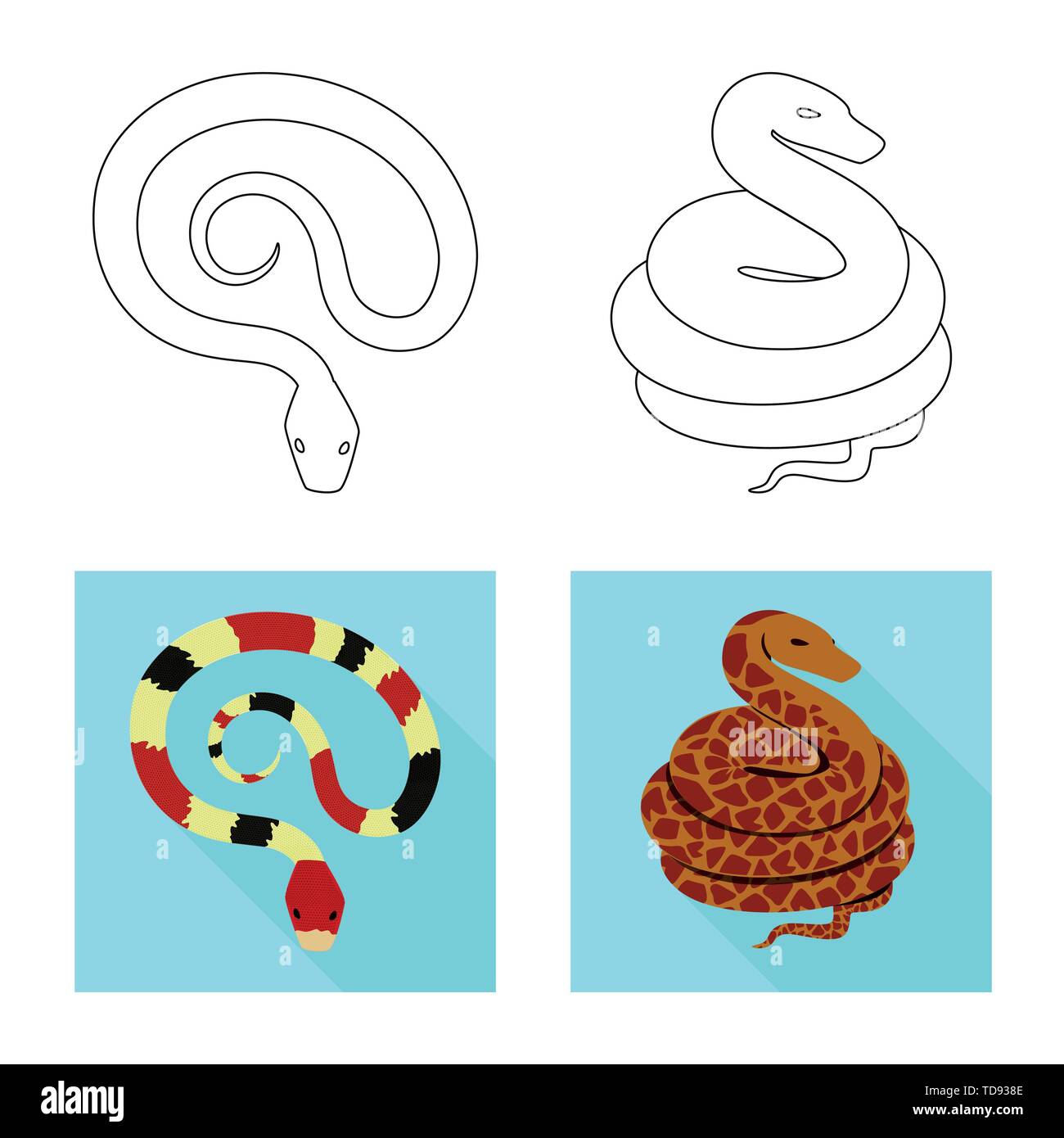 ,Serpent python,corail,rouge,animal,Black,blanc,vert,jungle,viper anaconda serpent,la queue,,royal,mammifère,nature,danger,médecine,poison,,le mal,mal,bouchée,peau,reptiles,set,icône,,illustration,collection,isolé,design,graphisme,élément,signe, vecteurs vecteur , Illustration de Vecteur