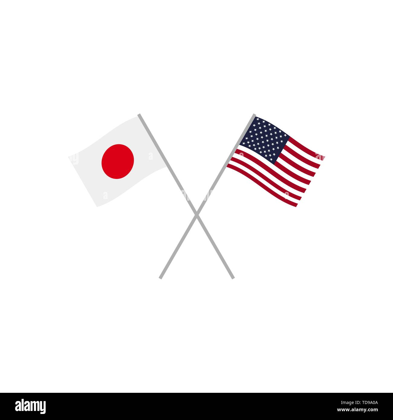 Japon et usa drapeaux. Icônes du pavillon. Vector Illustration de Vecteur