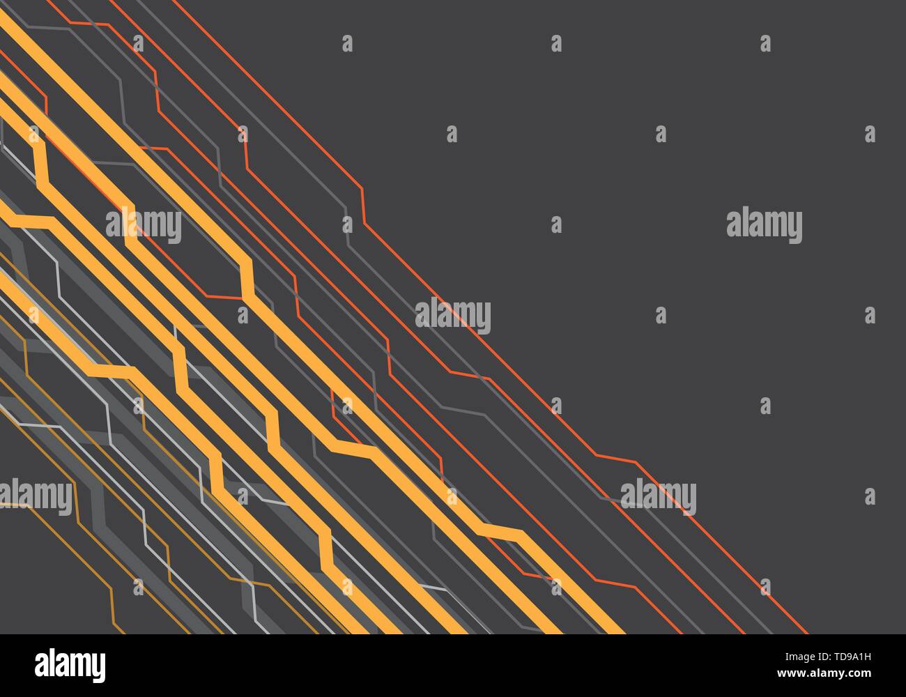 Résumé rouge gris jaune de ligne du circuit de l'énergie de la lumière sur l'obscurité de l'espace vierge moderne design futuristic background vector illustration. Illustration de Vecteur