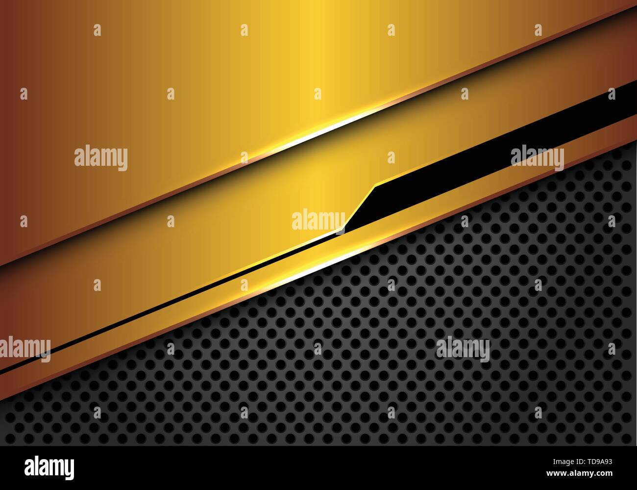 Résumé L'or noir les chevauchements futuriste sur cercle gris foncé design maille luxe moderne background vector illustration. Illustration de Vecteur