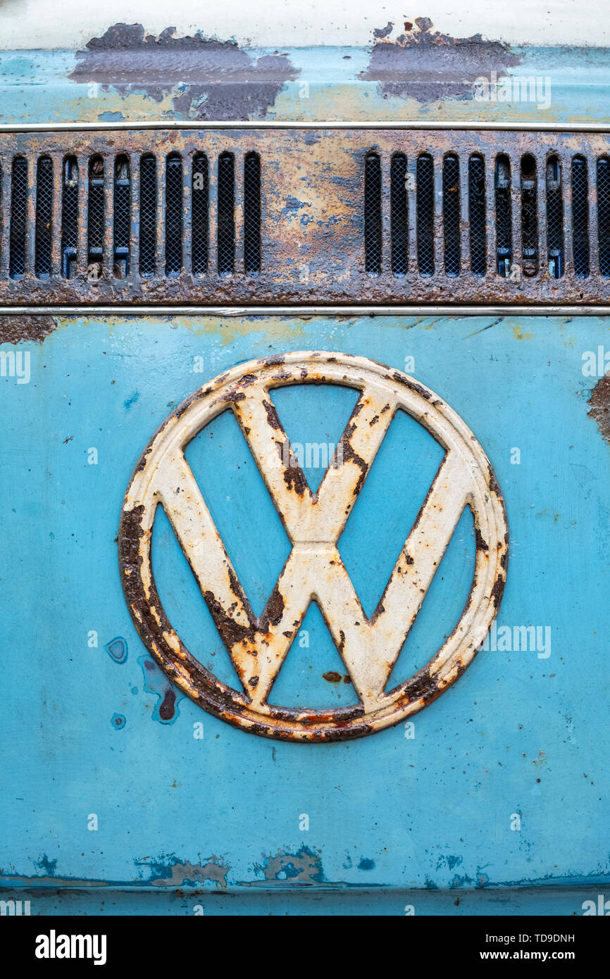 Style Rat 1970 VW Volkswagen écran partagé avant de camping-car Banque D'Images