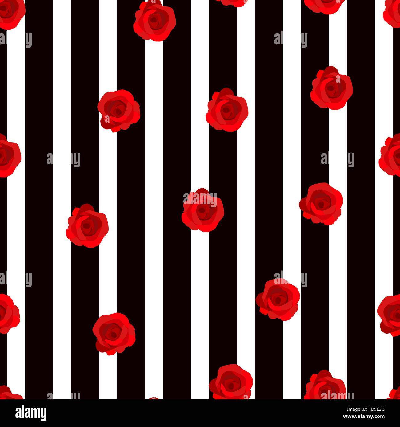 Vector vintage roses et feuilles sur fond rayé noir modèle de répétition sans faille. Super pour tissu, papier peint rétro, projets de scrapbooking. Illustration de Vecteur