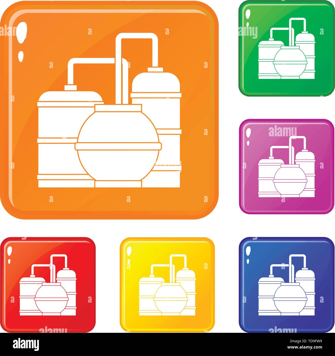 Les réservoirs de stockage de gaz vecteur color icons set Illustration de Vecteur