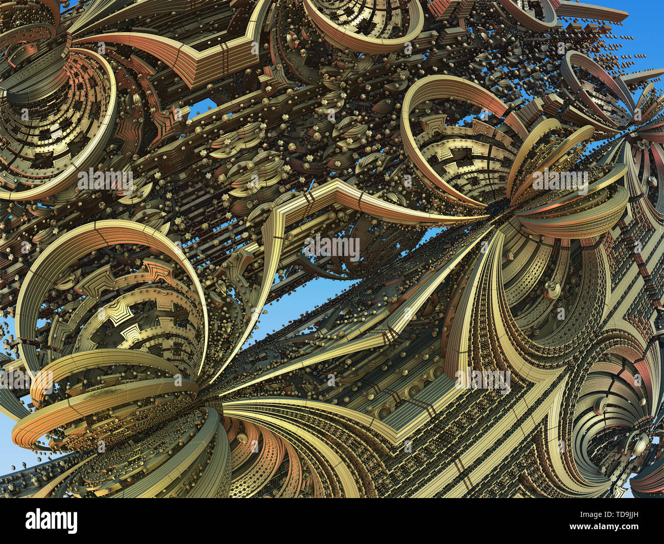 Ville fantastique, rendu 3D, abstract design fractal Banque D'Images