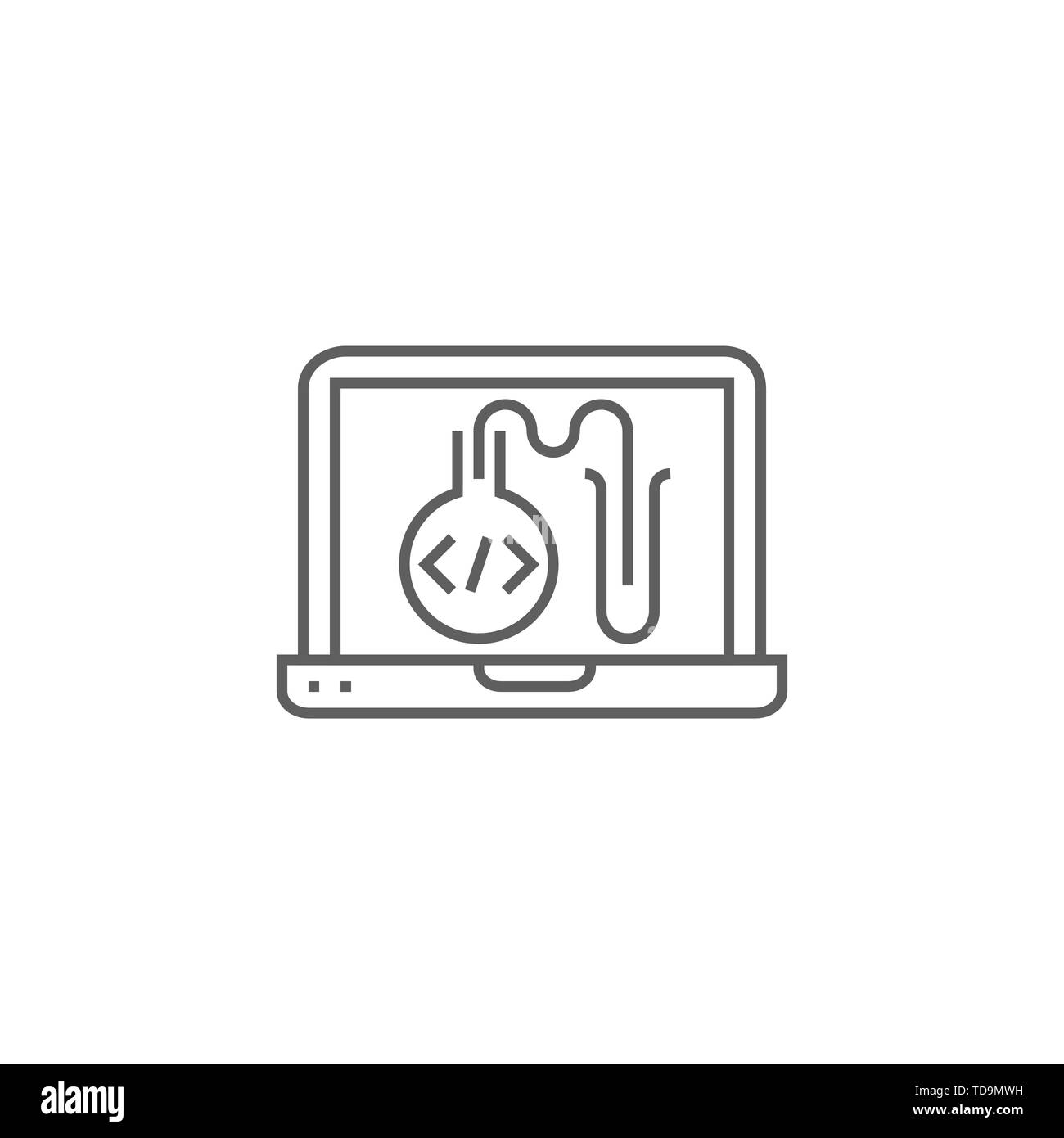 L'essai de programmation concernant l'icône vecteur ligne mince. Isolé sur fond blanc. Avc. modifiable Vector Illustration. Illustration de Vecteur