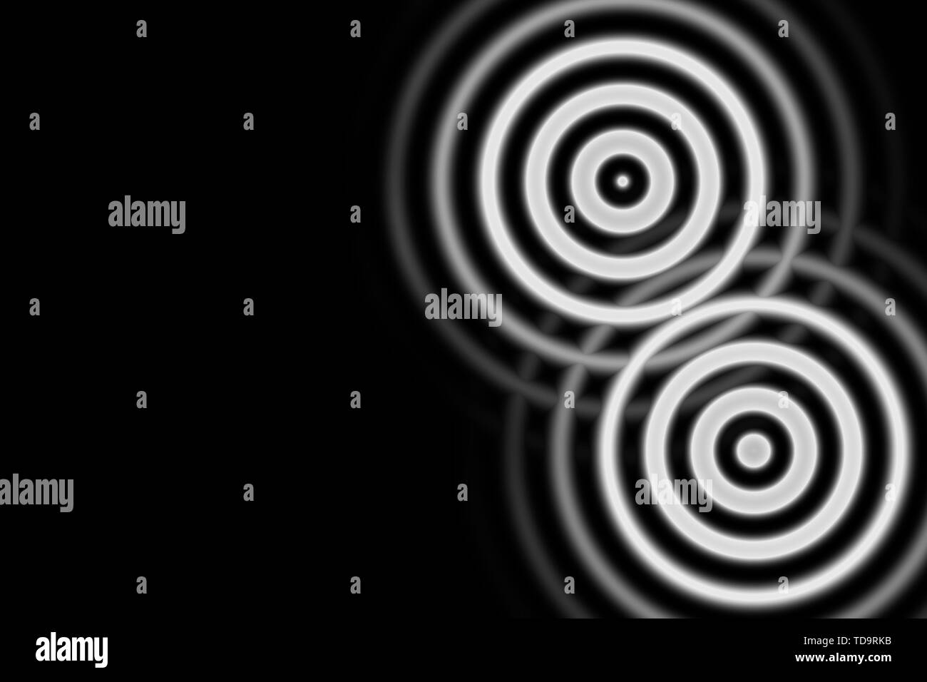 Résumé cercle blanc avec anneau de lumière sur fond noir Banque D'Images