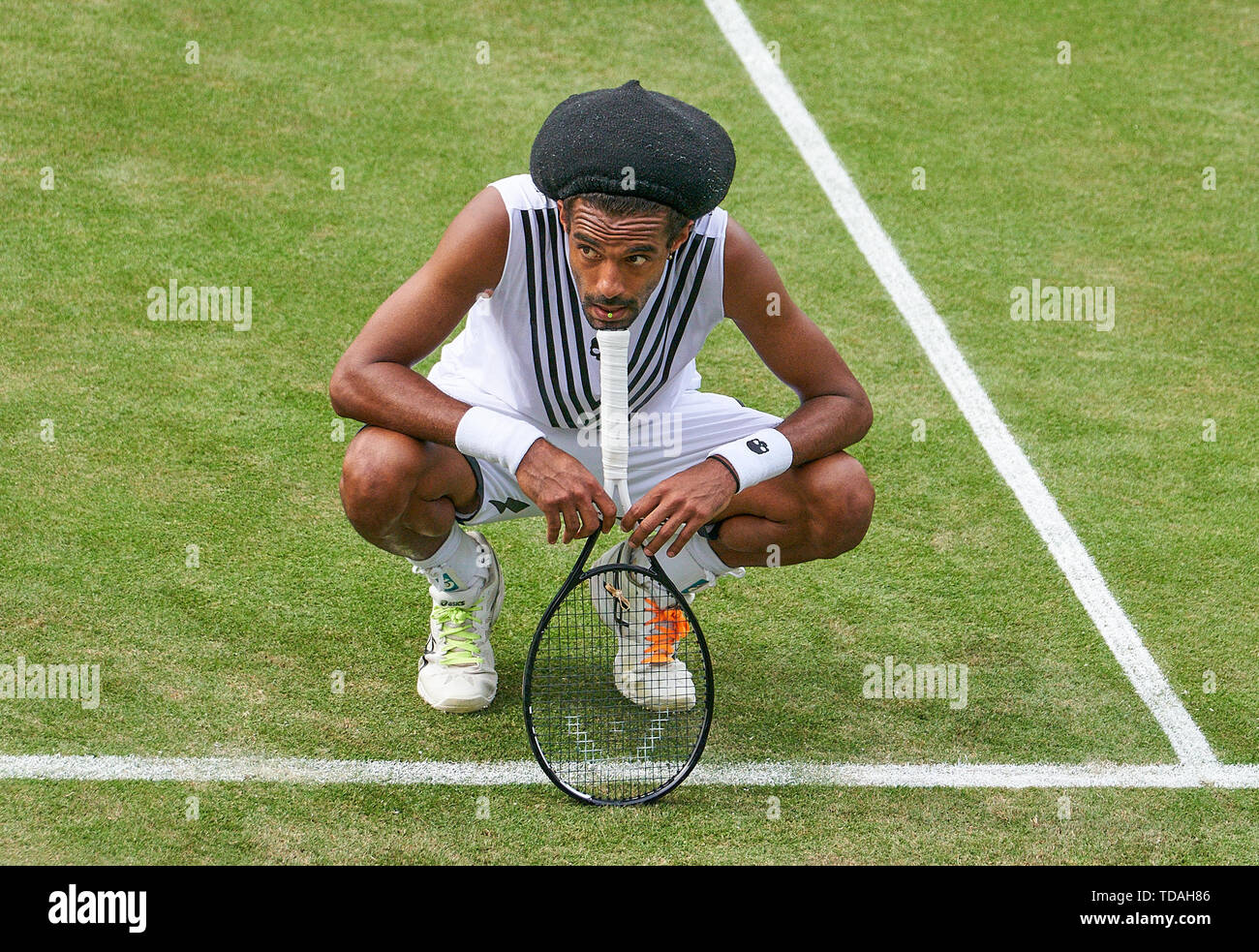 Stuttgart, Allemagne. 14 Juin, 2019. Dustin BROWN (GER) triste dans son match contre Felix AUGER-ALIASSIME (FRA) à l'ATP Tennis Mercedes Cup sur l'herbe à Stuttgart, le 14 juin 2019. Felix AUGER-ALIASSIME (FRA) a gagné 7-6, 6-7, 7-6 Crédit : Peter Schatz/Alamy Live News Banque D'Images