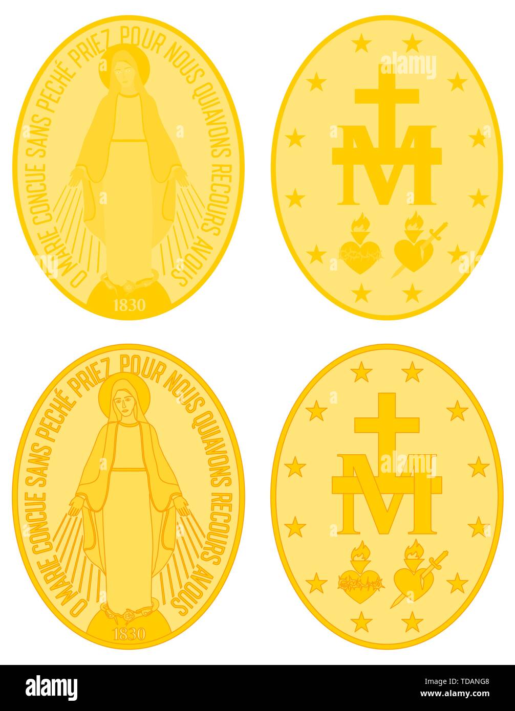 Notre Dame de grâce et contours de couleur or Illustration de Vecteur