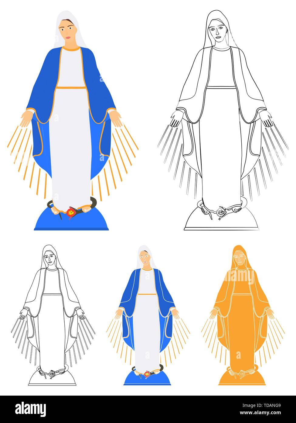Notre Dame de grâce et de couleur Contour seul Illustration de Vecteur