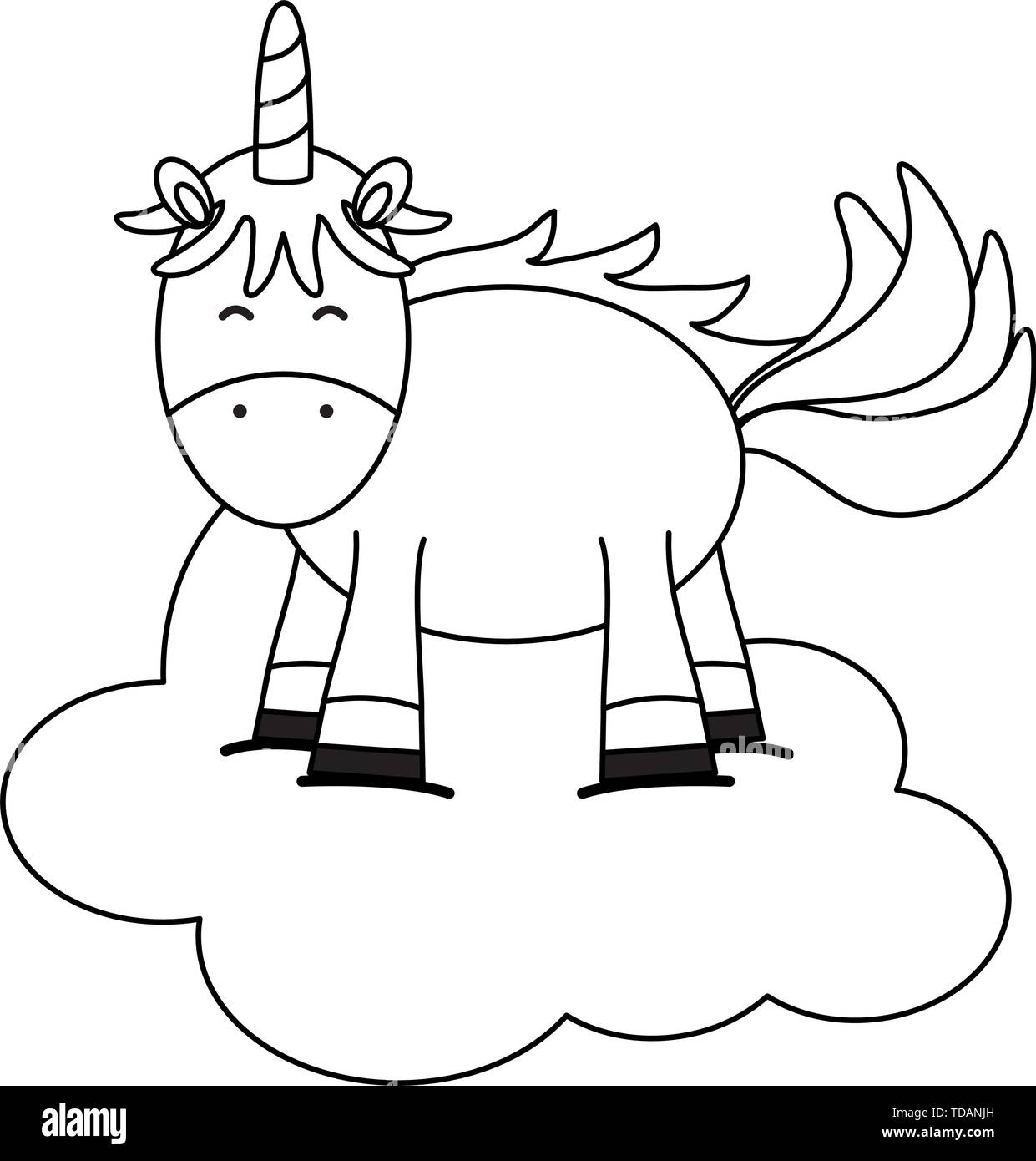 Cute adorable nuage flottant dans l'unicorn fairy design illustration vecteur de caractères Illustration de Vecteur