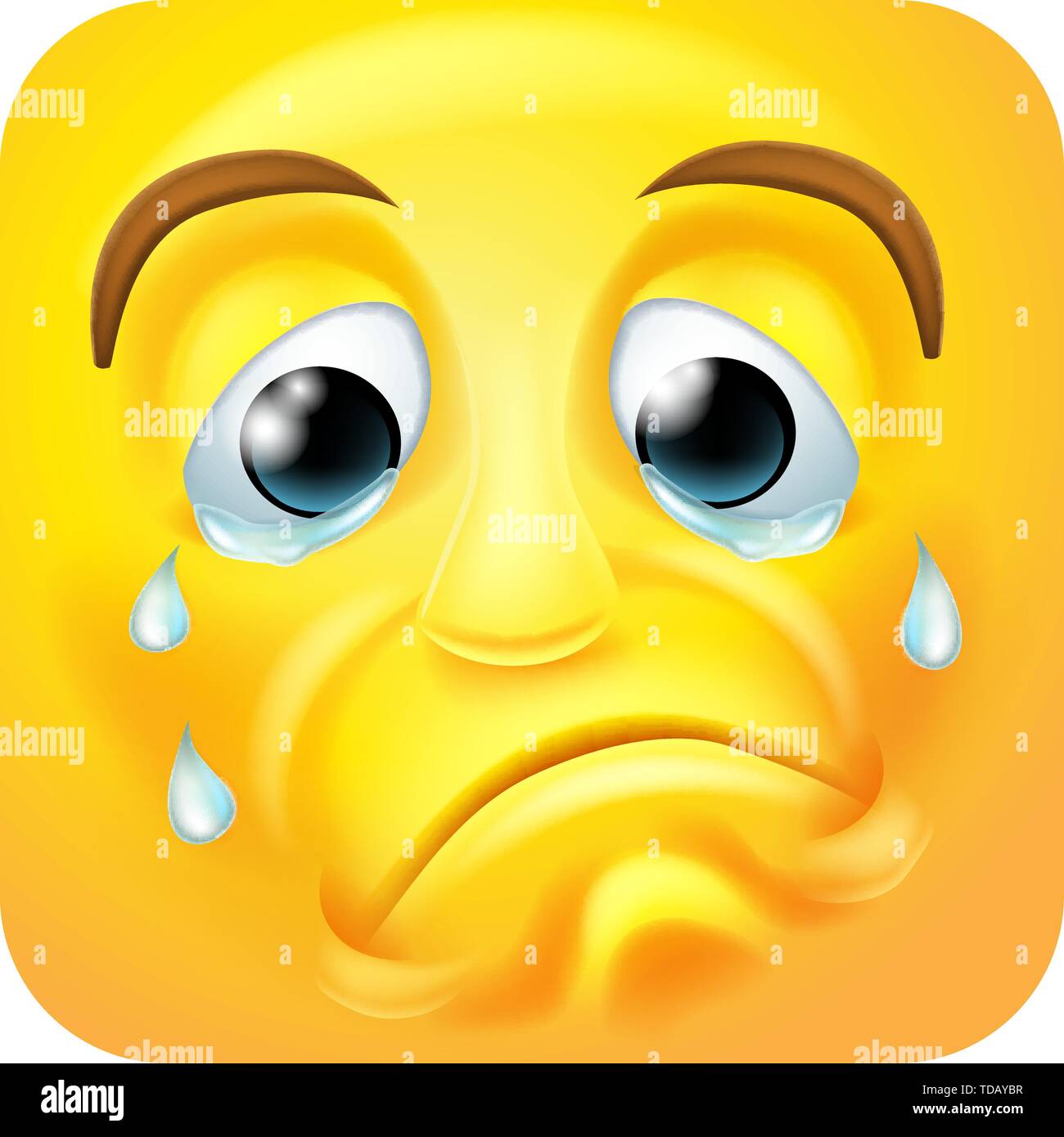Triste à pleurer Émoticone Personnage Emoji Illustration de Vecteur