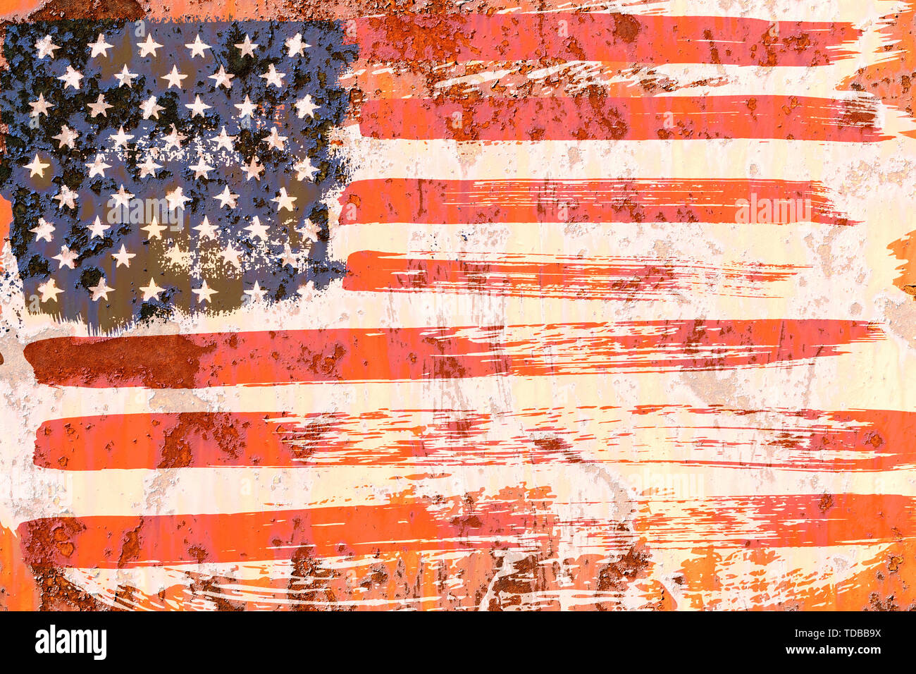 Arrière-plan de l'ancien drapeau américain dans le style grunge Banque D'Images