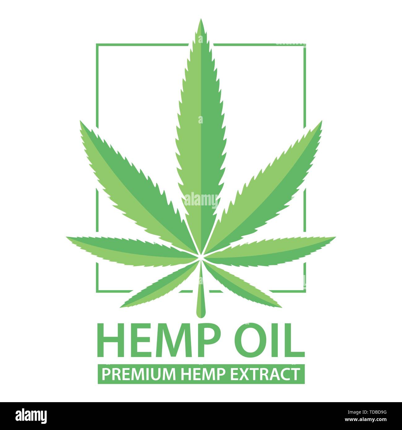 La conception de l'étiquette de la feuille de marijuana. L'huile de chanvre. L'extrait de chanvre Premium. Vector illustration isolé sur fond blanc. Pour le web, l'emballage, produit, logo, Illustration de Vecteur
