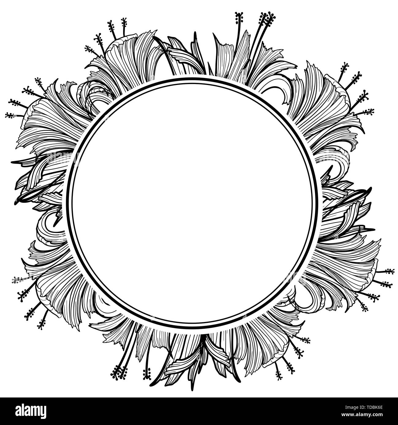 Floral frame avec des fleurs et de la place pour le texte. . L'élément de conception élégante pour modèle. Décor pour anniversaire et carte de vœux, d'invitation de mariage. Vector Illustration de Vecteur