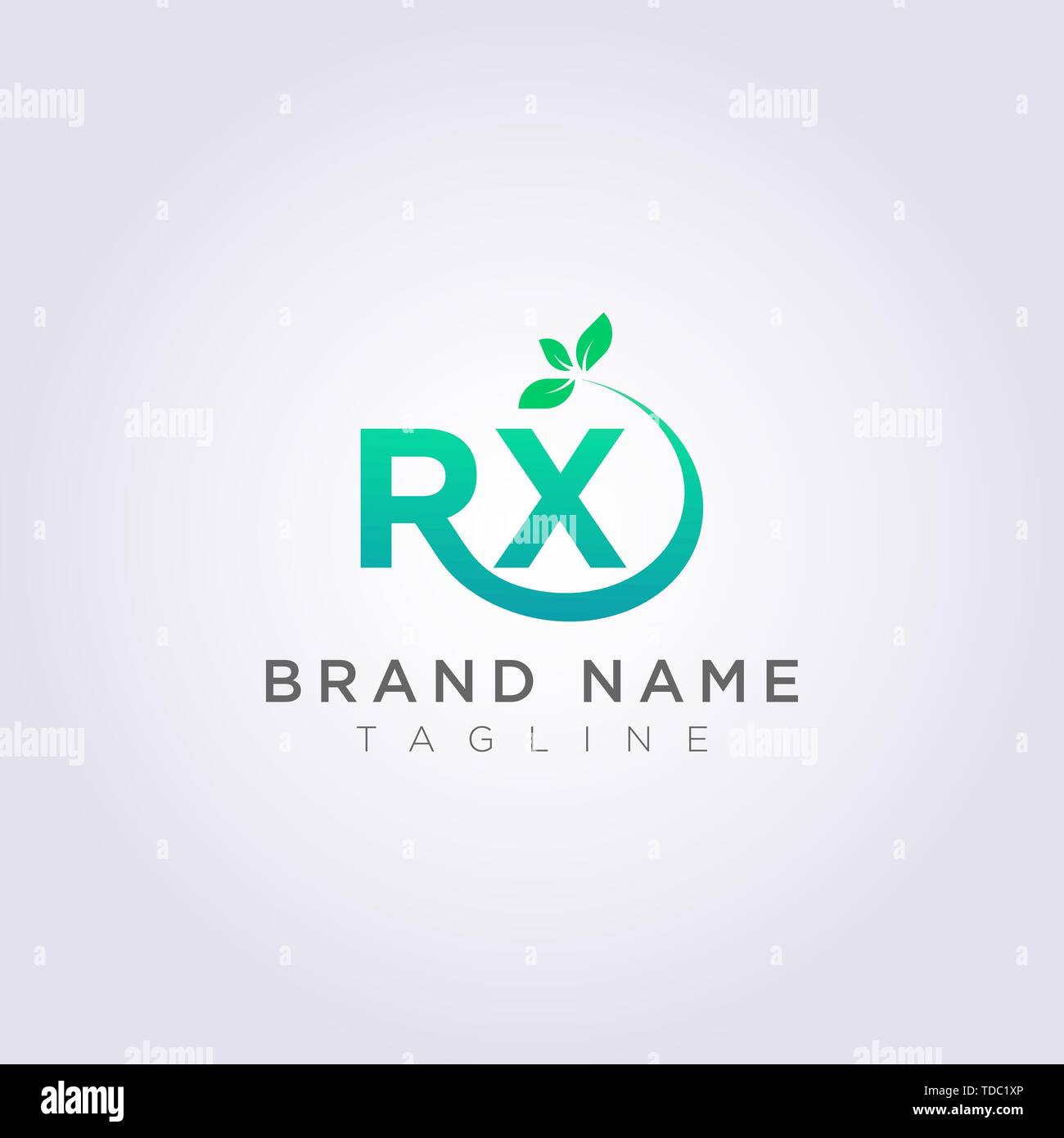 L'icône de conception de logo La lettre RX AVEC R a des feuilles à la fin. Illustration de Vecteur