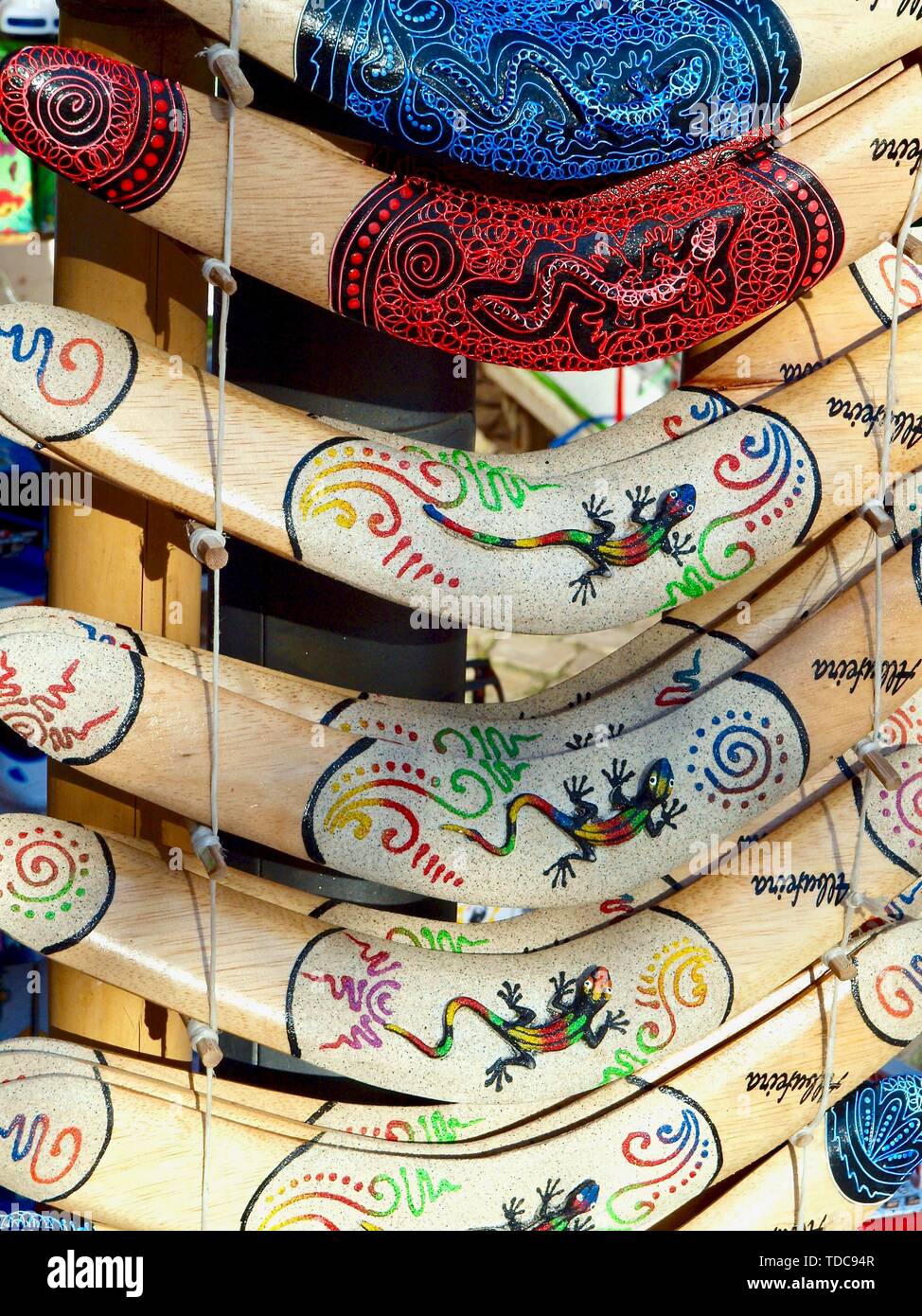 De l'extérieur en bois boomerangs Macro Banque D'Images