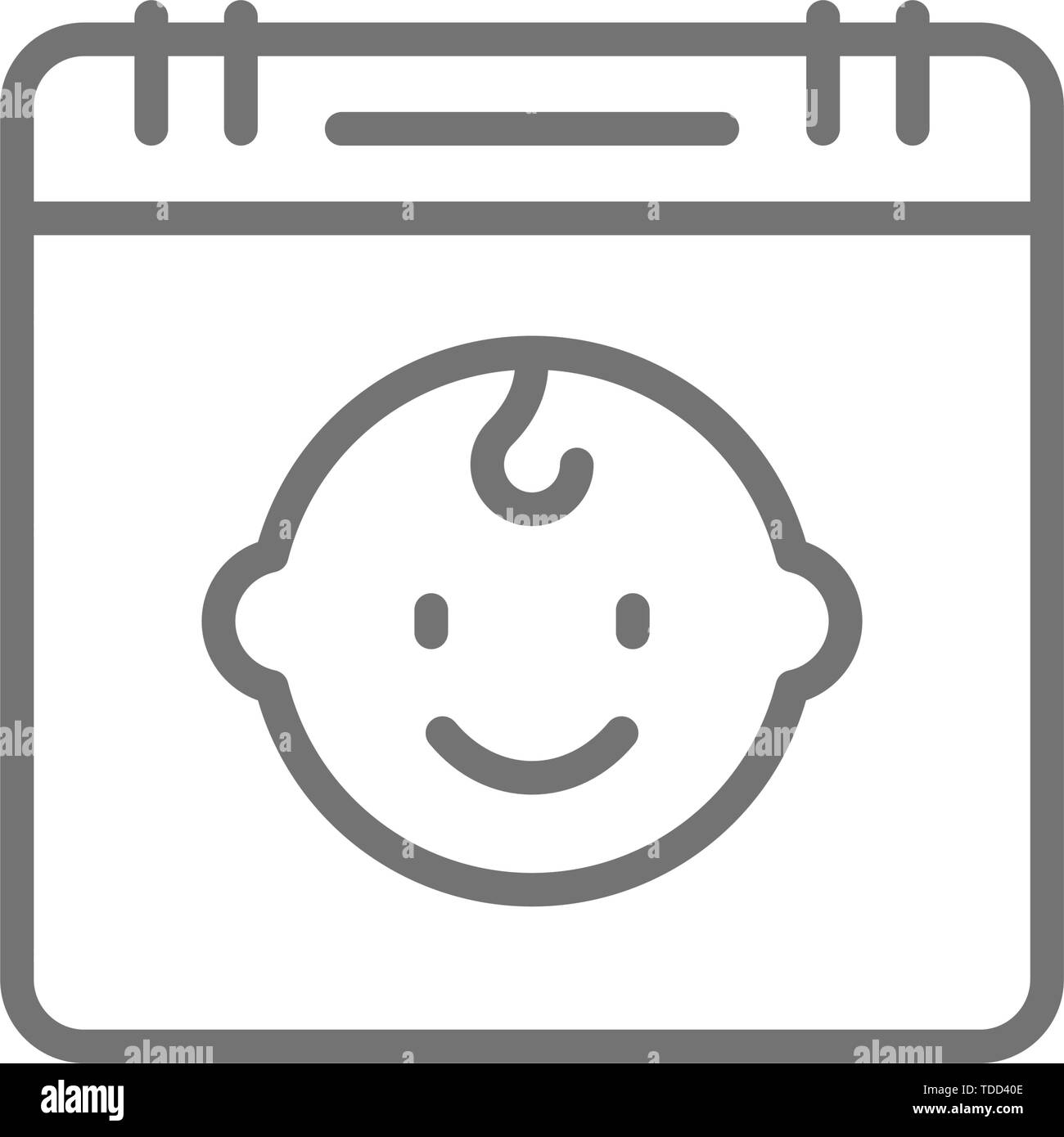 Les enfants calendrier, l'icône de la ligne d'anniversaire de bébé. Illustration de Vecteur