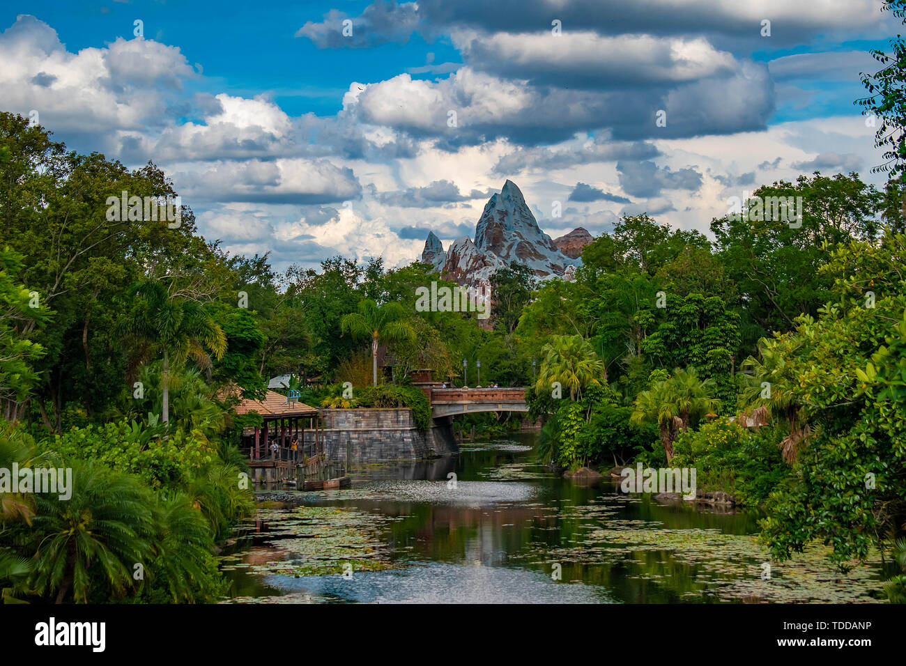 Orlando , Floride. Le 03 mai, 2019. Vue panoramique de Expedition Everest montagne, rivière et forêt tropicale à Animal Kingdom. Banque D'Images